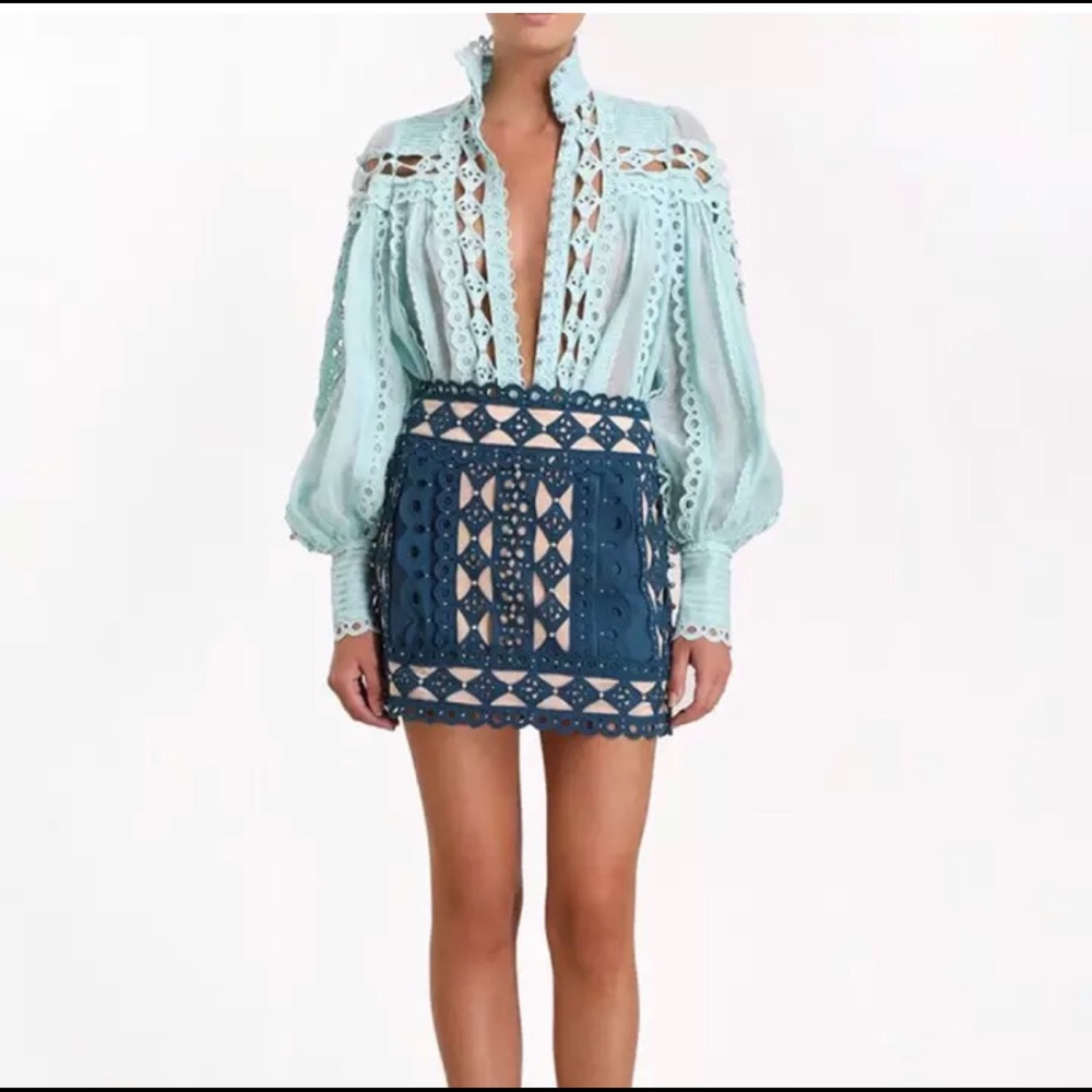 Marie two piece blouse and lace skirt